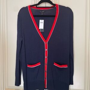 Banana Republic Navy and Red Cardigan